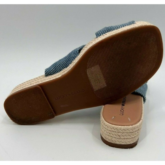 Lucky Brand Grenly Blue Fabric Twist Espadrille Slide Slip On Sandal Size 8/38.5 - Picture 6 of 7